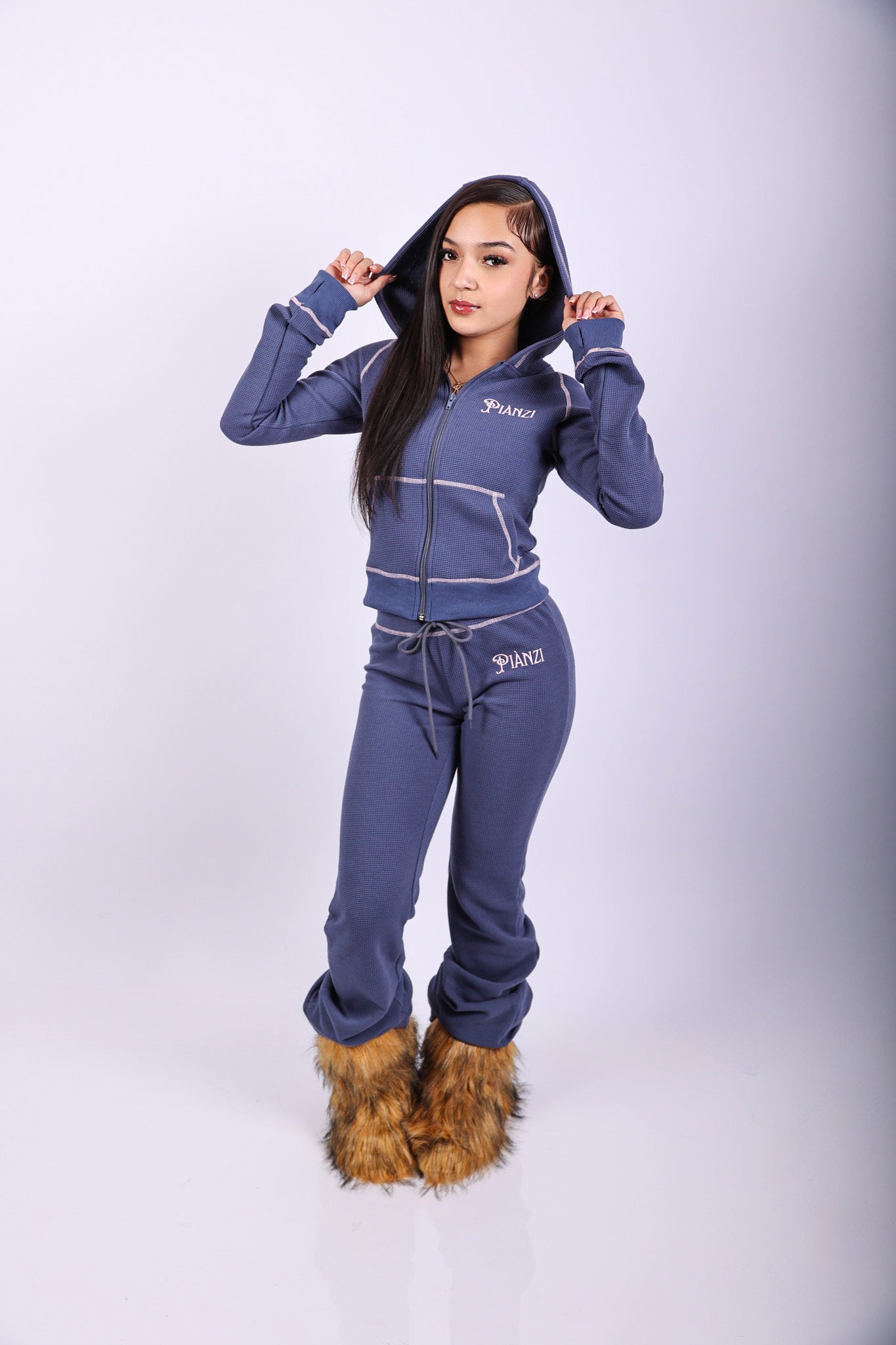 WAFFLE KNIT SET(DENIM)