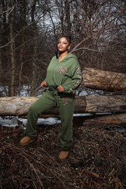CHEETAH PRINT SWEATSUIT(FOREST)