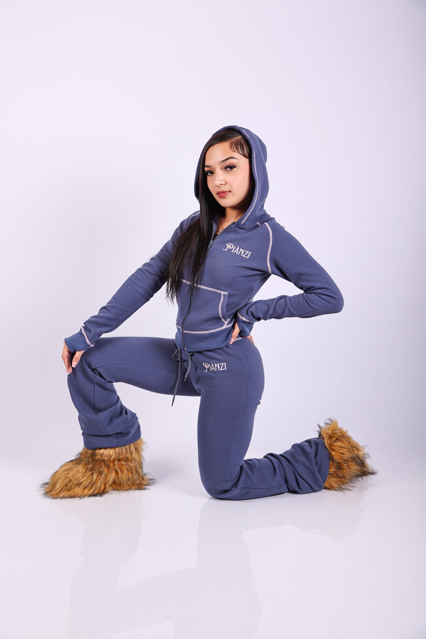 WAFFLE KNIT SET(DENIM)