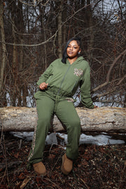 CHEETAH PRINT SWEATSUIT(FOREST)