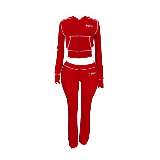 WAFFLE KNIT SET(CRIMSON)