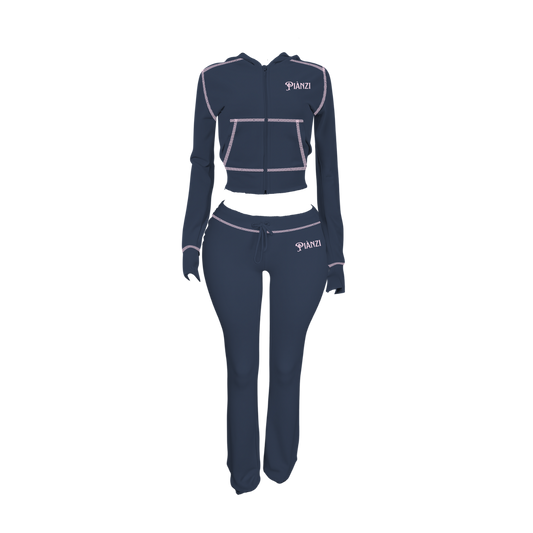 WAFFLE KNIT SET(DENIM)