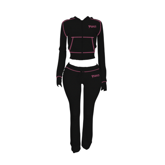 WAFFLE KNIT SET(RAVEN)