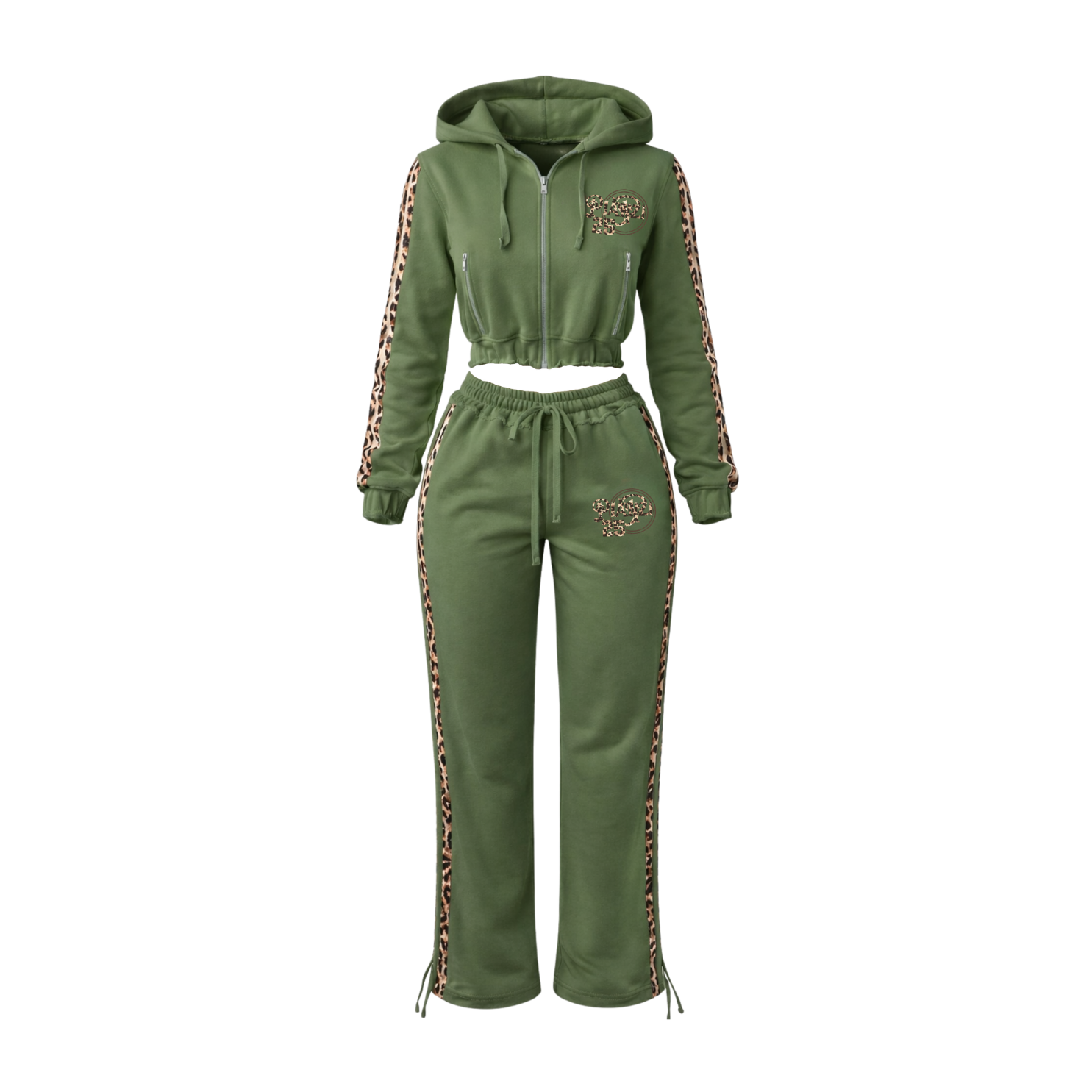 CHEETAH PRINT SWEATSUIT(FOREST)